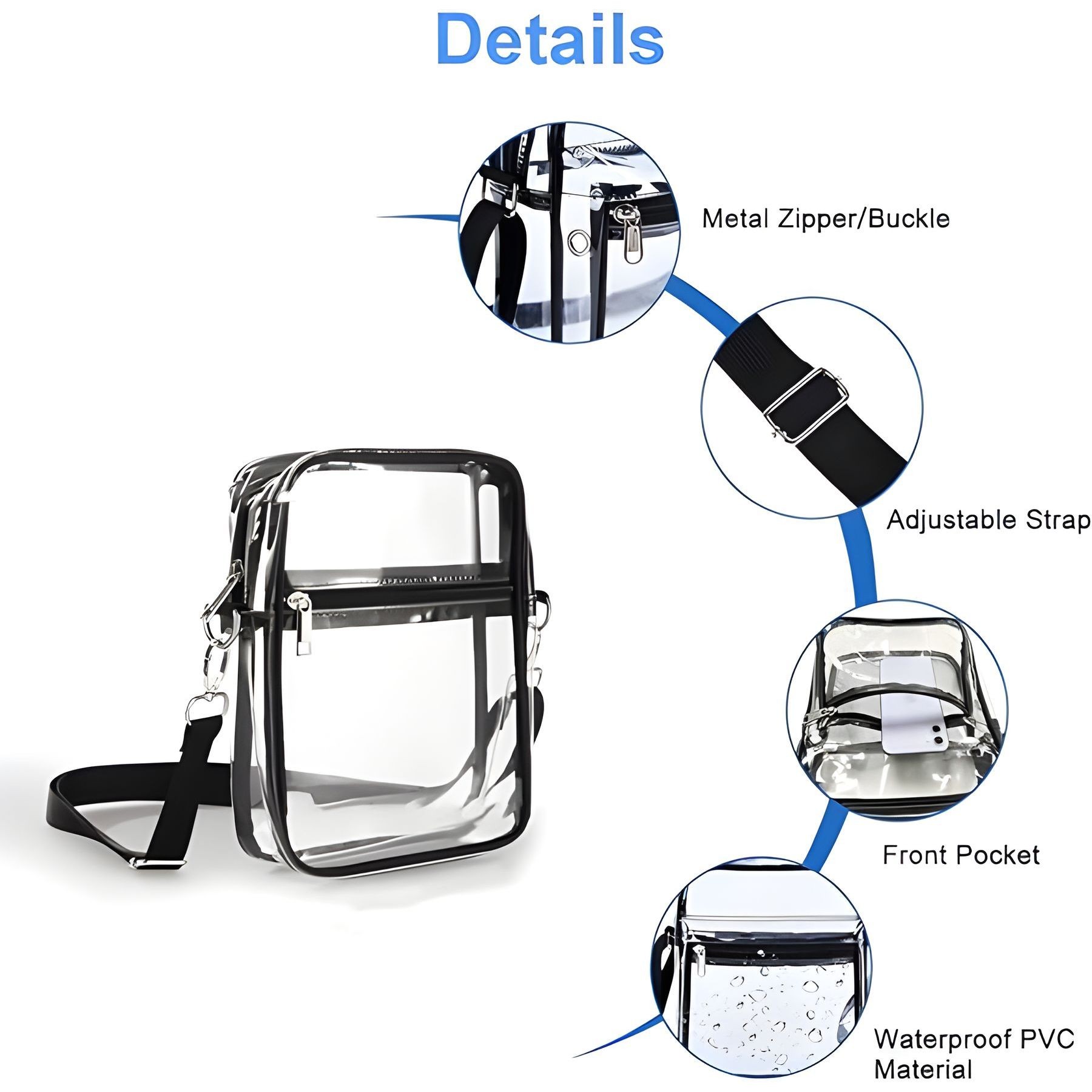 Big Size Stadium Approved Transparent Pvc Cross Body Bag 17