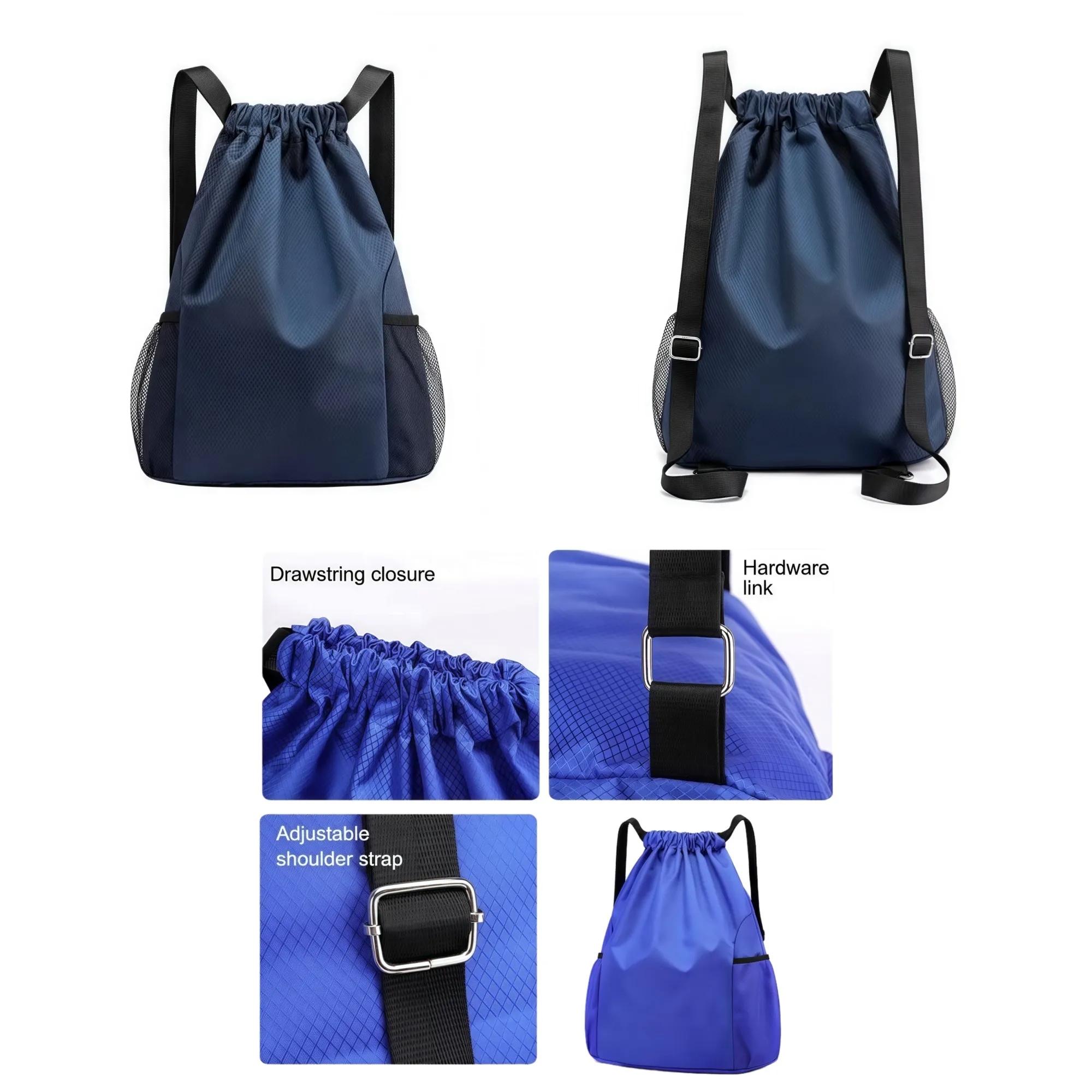 Lightweight Drawstring Backpack with Pockets 2