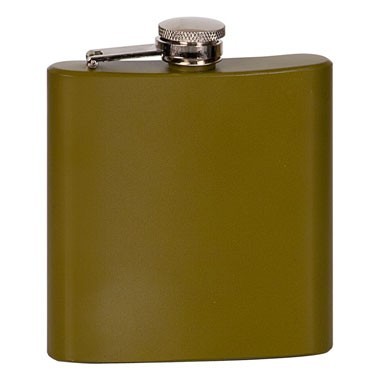6oz Stainless Steel Flask - Matte Green, custom water bottle with logo imprint 1
