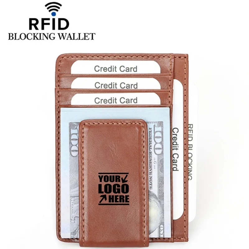 RFID Blocking Leather Card Holder Slim Front Pocket Wallet 4