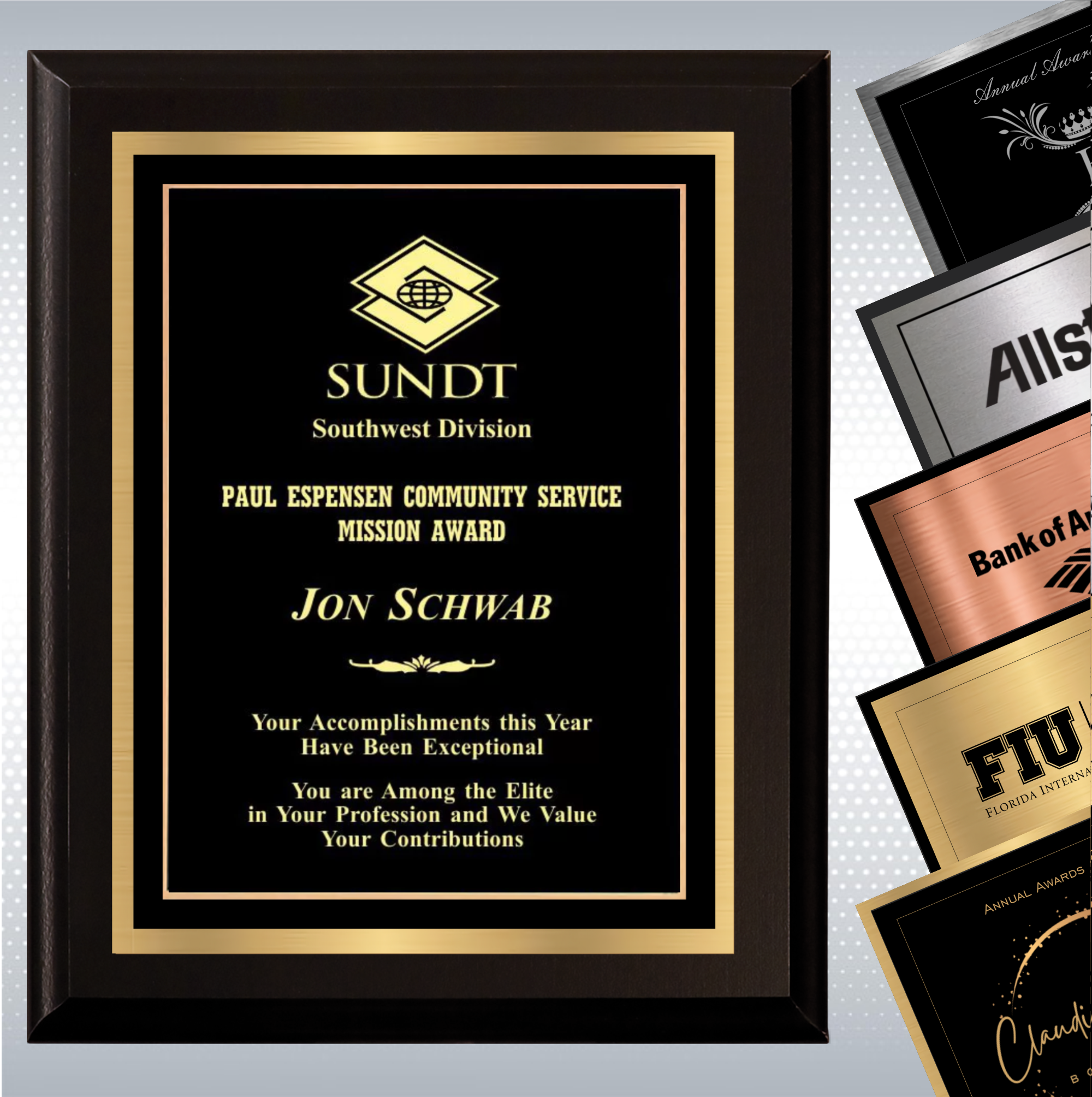 Black Matte Plaque w/ Choice of Double Engraved Plate 2