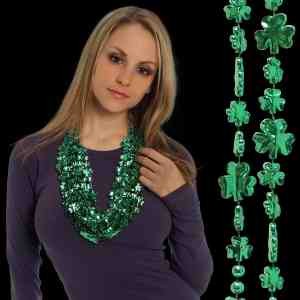 Green Shamrock Beaded Necklace