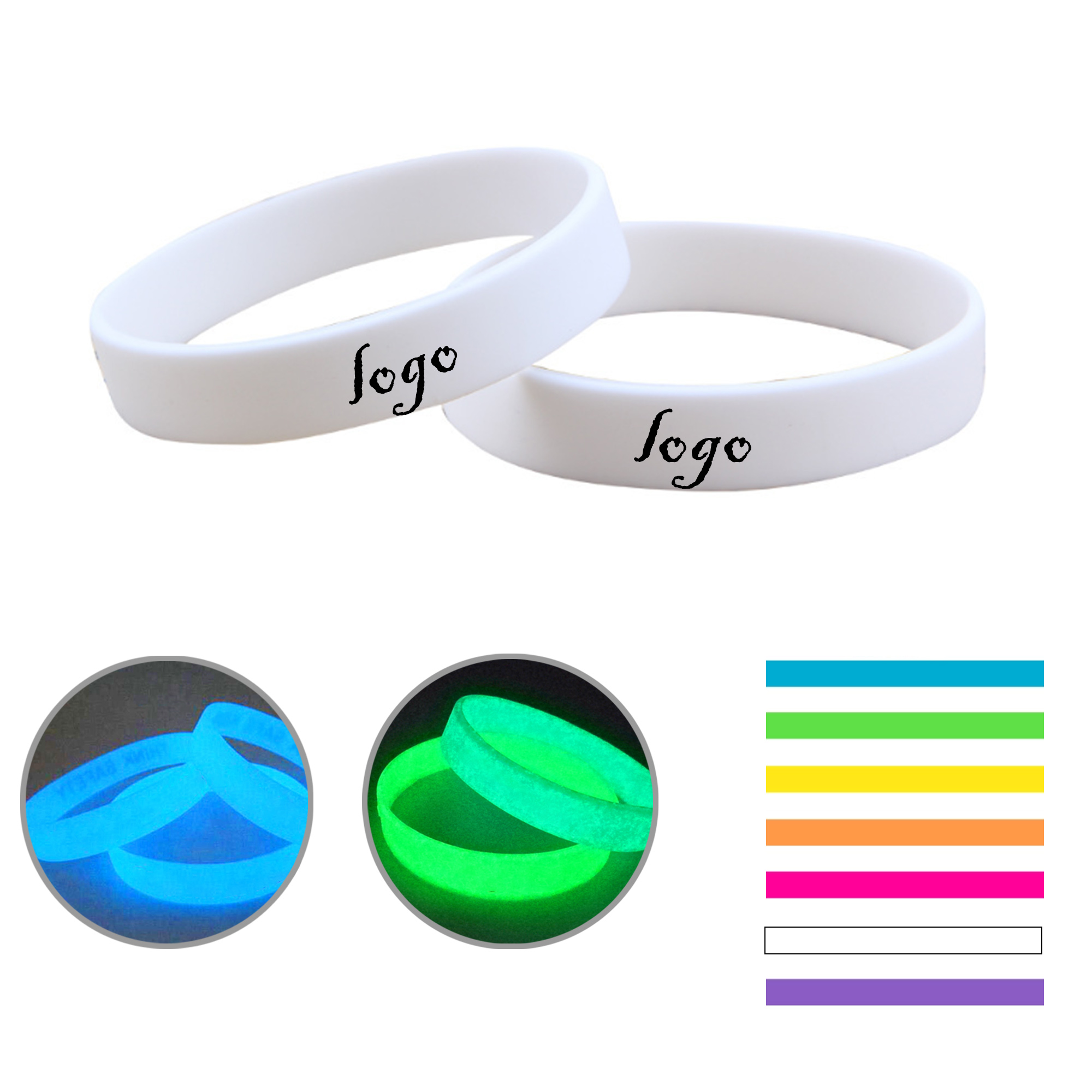 MOQ50 Glowing Silicone Bracelets Bulk 1