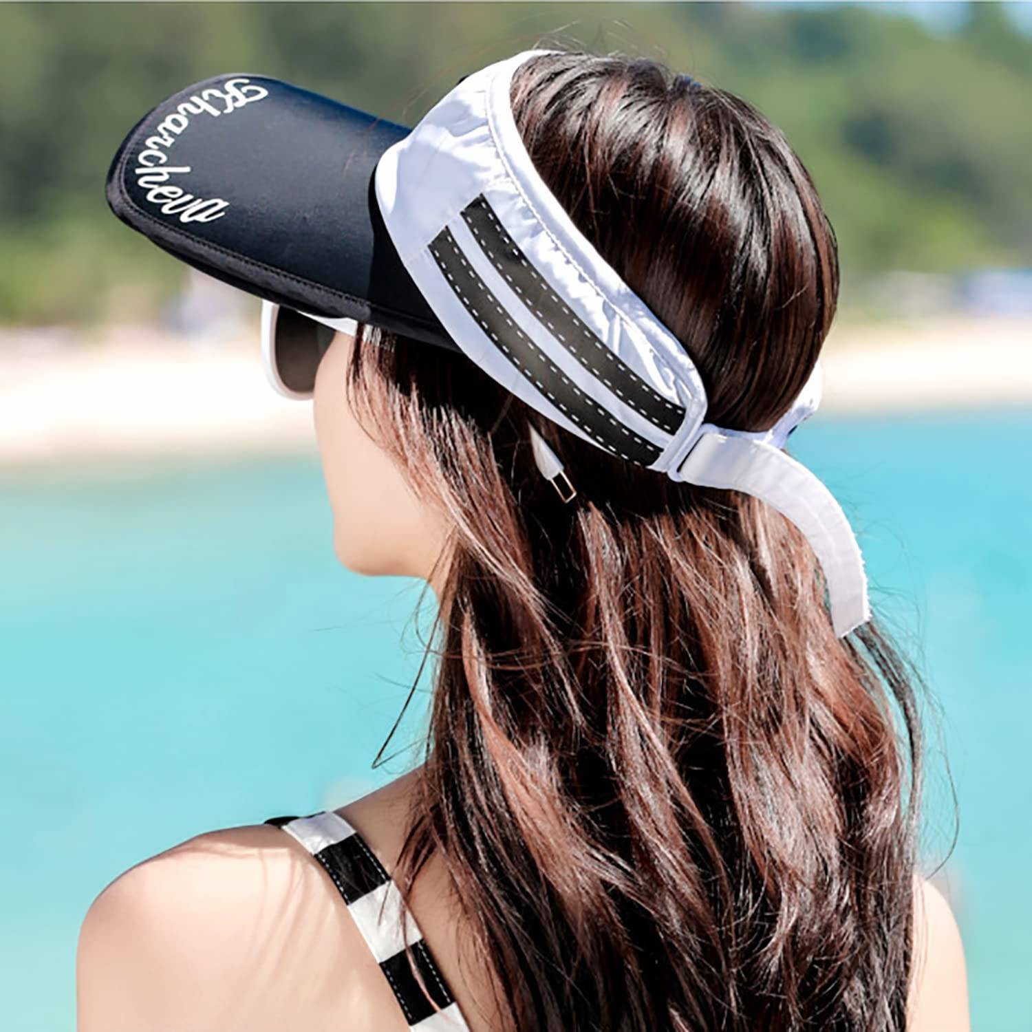 Women Retractable Wide Brim Sun Visor Hat 4