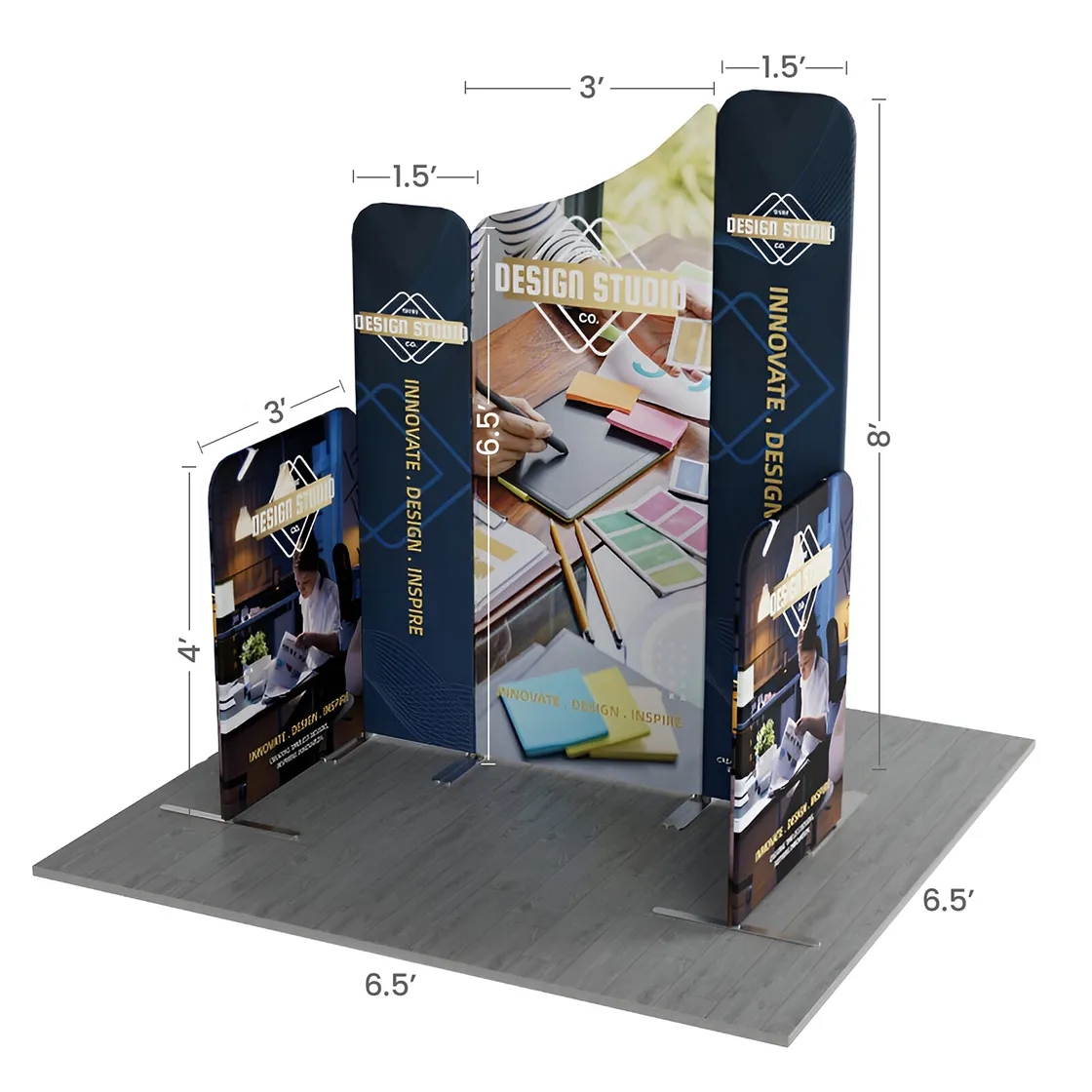 6.5ft Magnetic Modular Fabric Display - Five Maglock Panels 16