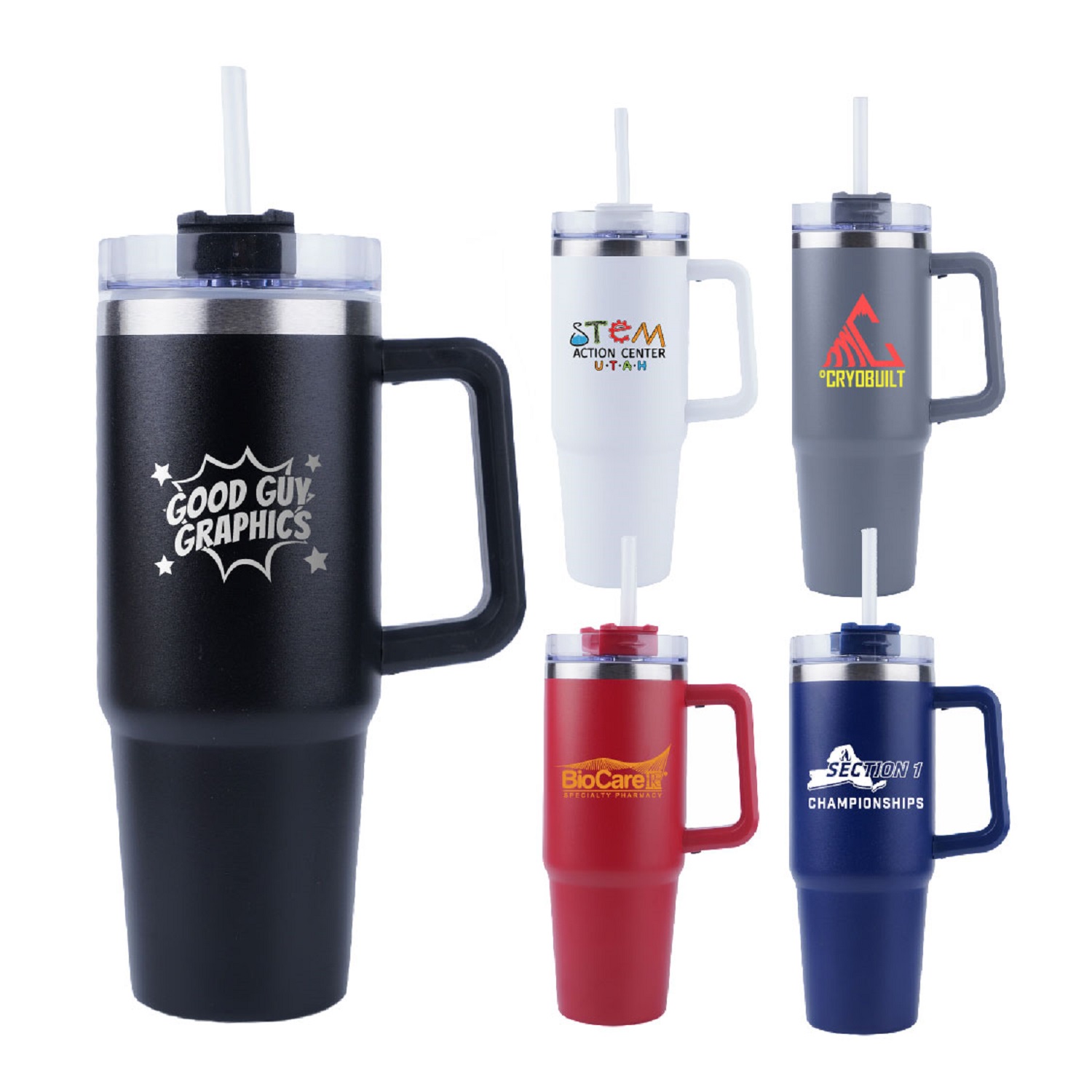 Stainless Steel Tumbler with Handle and Straw, 30 oz. 2