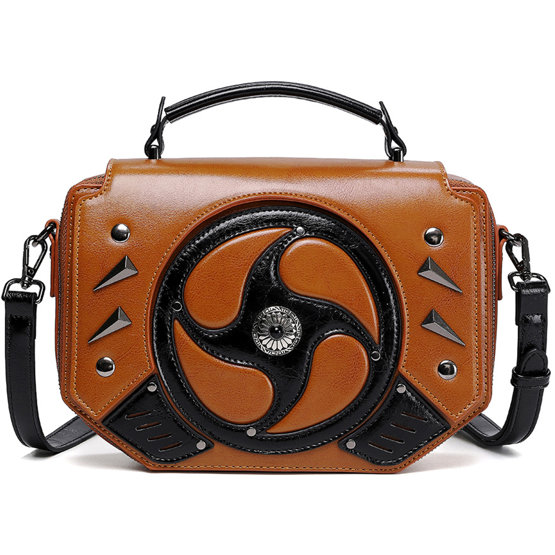 PU Punk contrast women's one-shoulder cross-body bag 5