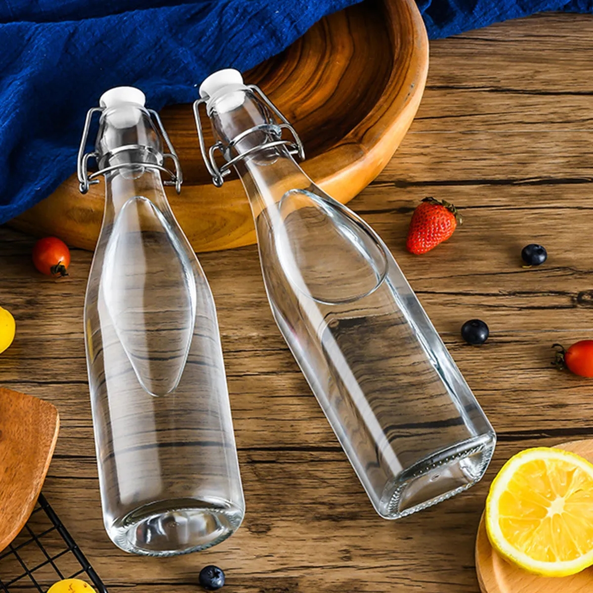 17OZ. Transparent Glass Beverage Beer Wine Fruit Bottle 9