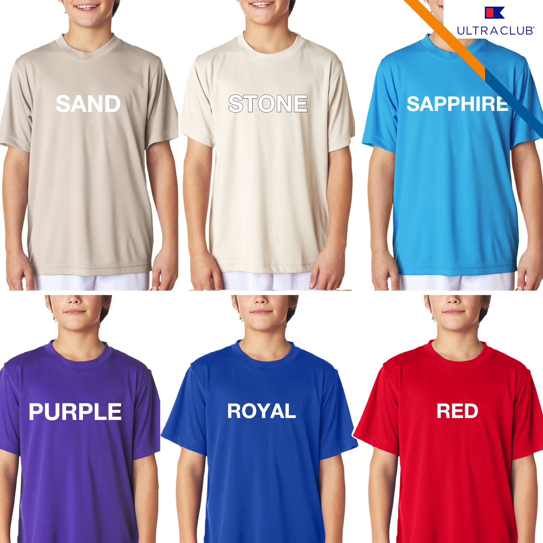 UltraClub® 4 oz Youth' Cool & Dry Performance T-Shirts 2