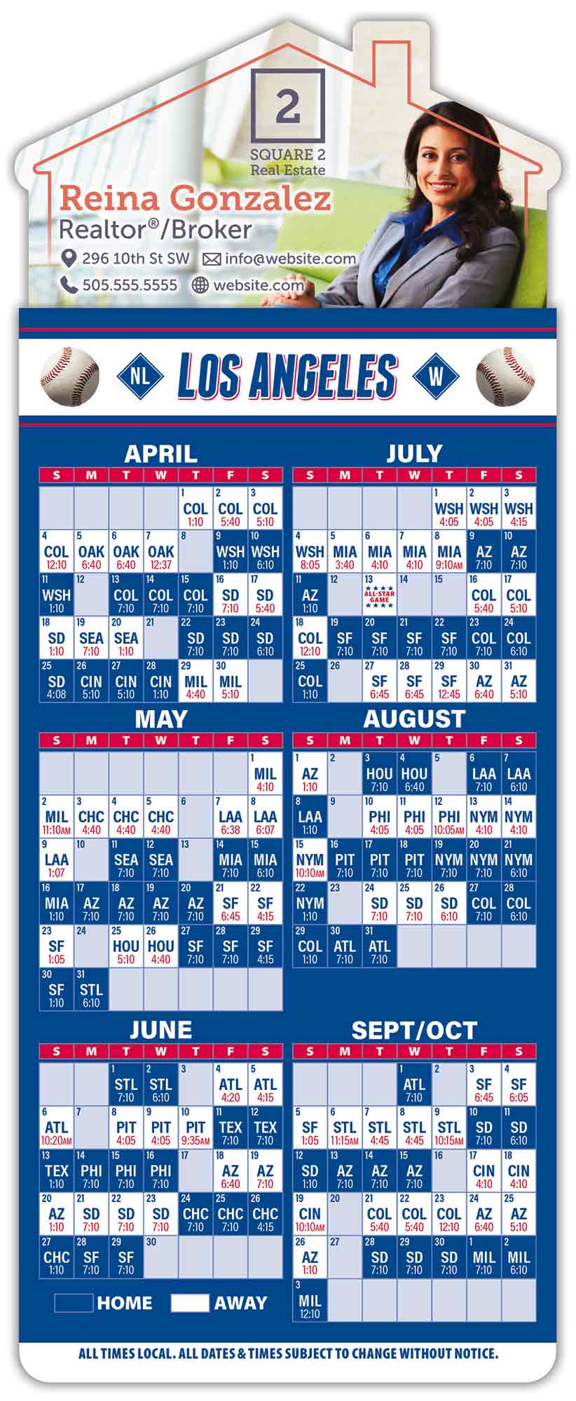 Magna-Card House Shape Magnet - Baseball Schedules (3.5 x 9) 1