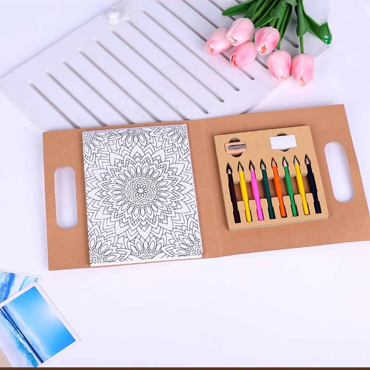 Kids Coloring Book Set With 6 Colored Pencils 5