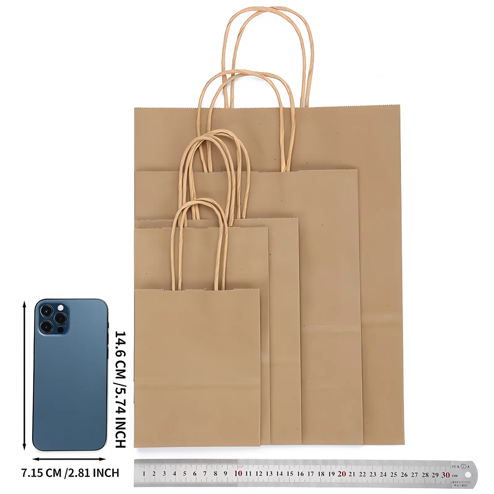 Custom Colorful Kraft Gift Bags with Handles Bulk Wholesale for Wedding Party Favors 4