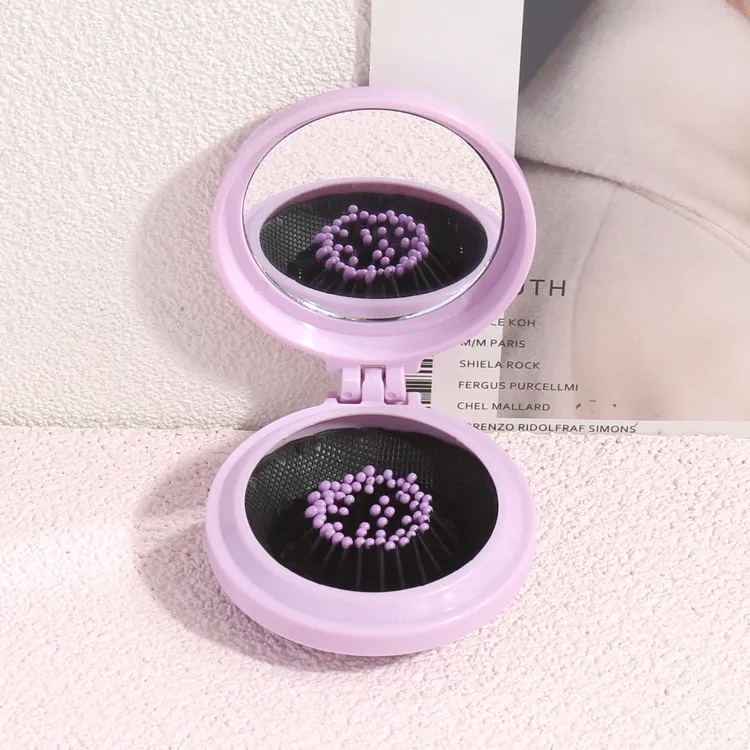 2-in-1 Foldable Travel Mirror Hair Brushes 6