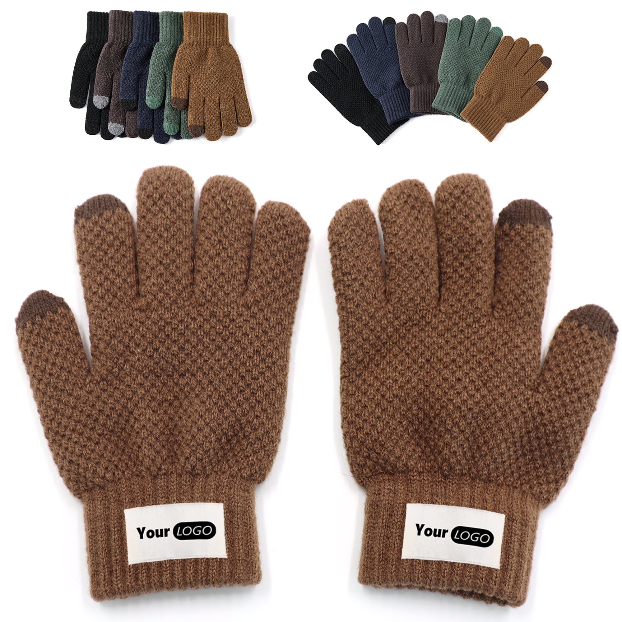 Fleece Knit Gloves with Touchscreen Tips 4