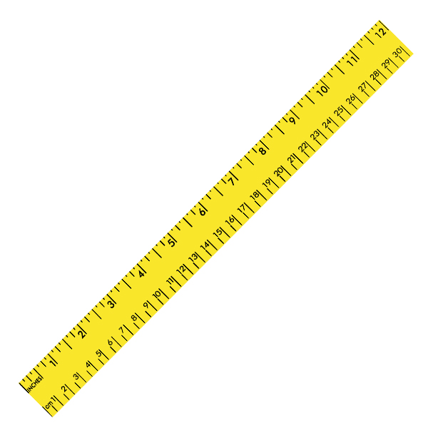12" Enamel Wood Ruler - English & Metric Scale 1