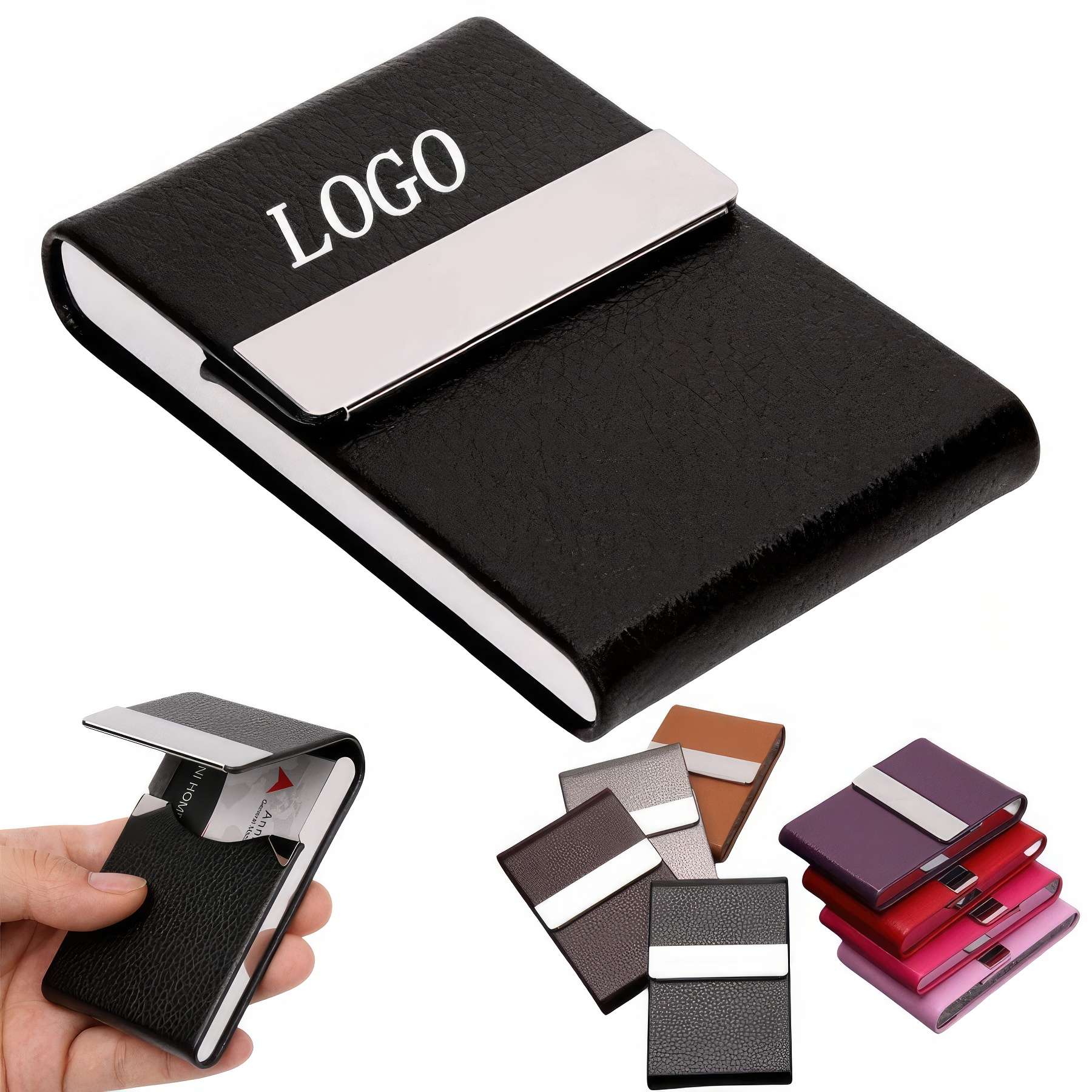 Magnetic PU Leather Card Holder with RFID Blocking 2