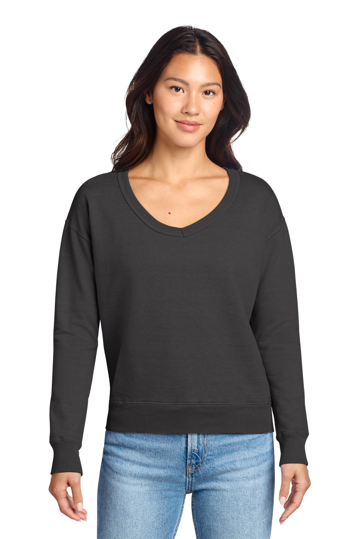 Port & Co Women's Beach Wash Garment-Dyed V-Neck Sweatshirt LPC098V 10