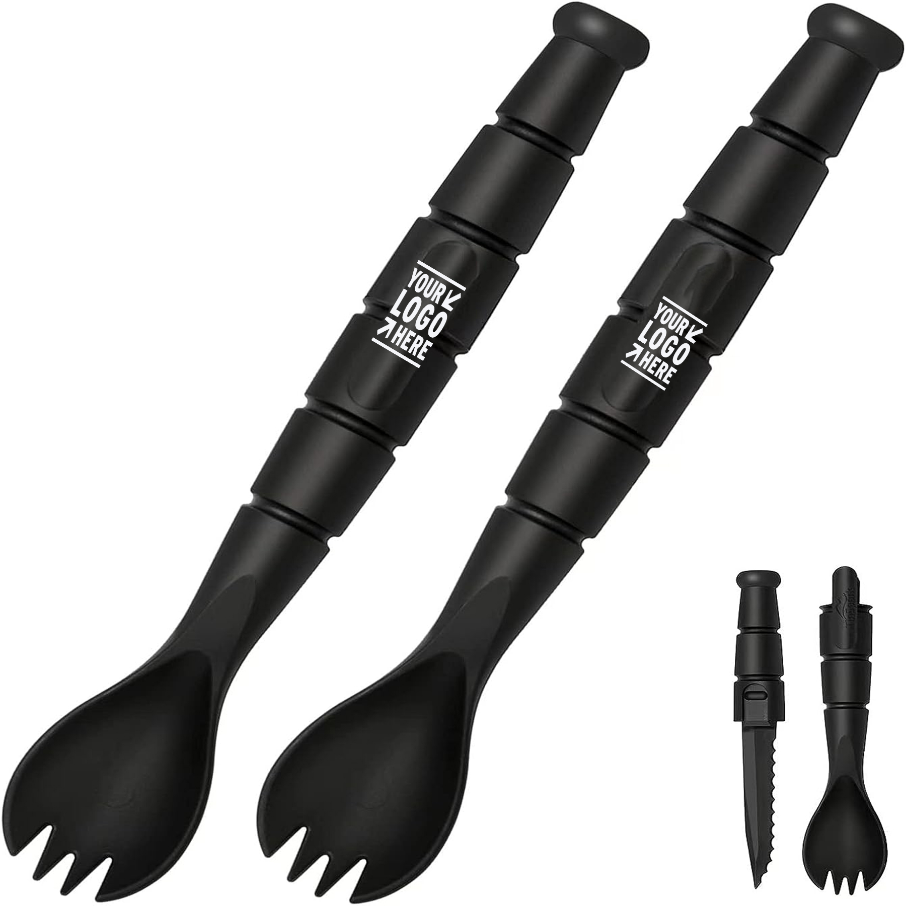 2 Pack Tactical Spork Spoon Combo 3 in 1 Tactical Camping Utensils Backpacking Gear 2