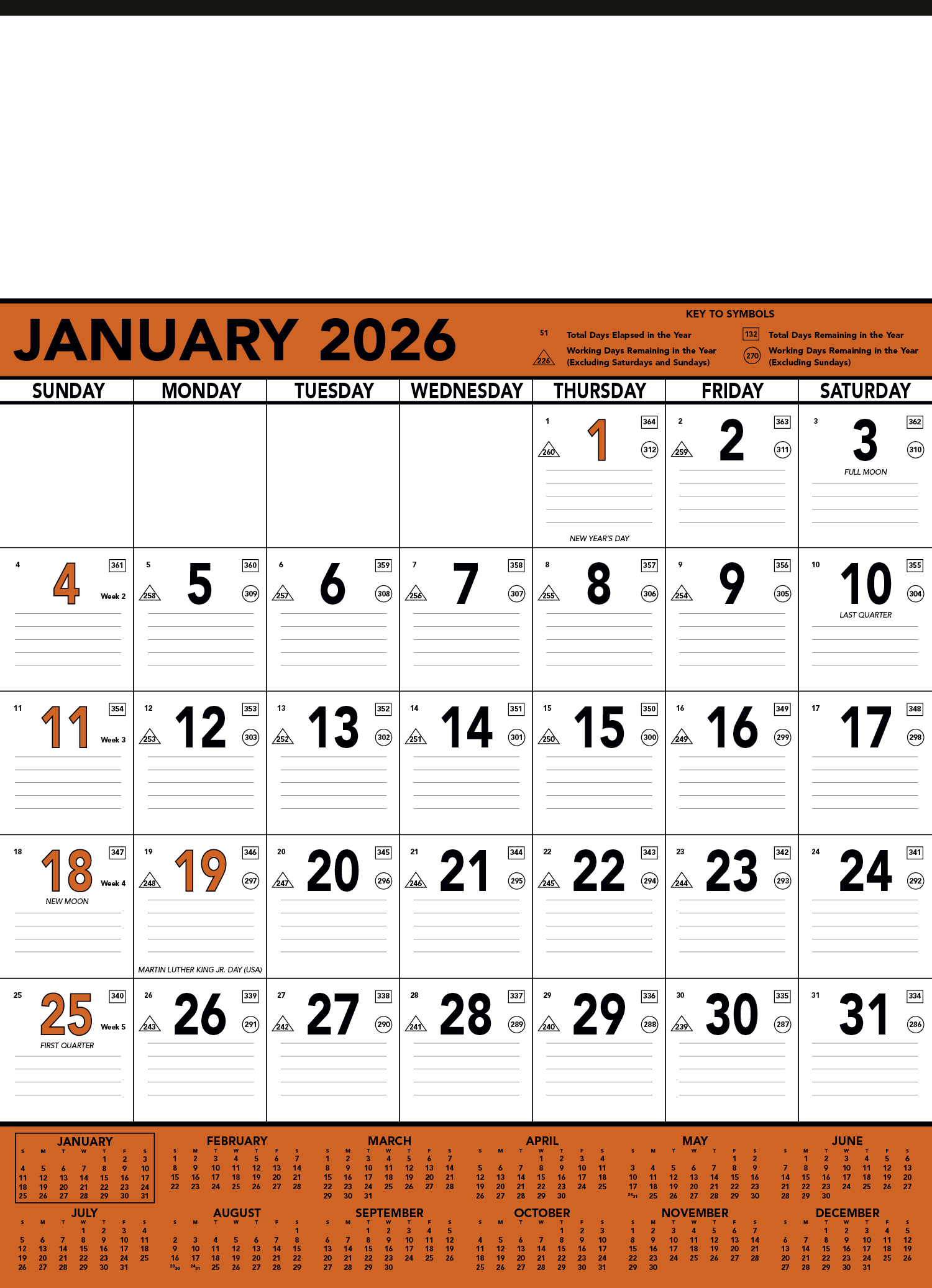 Triumph® Calendars Orange & Black Contractor Memo Calendar