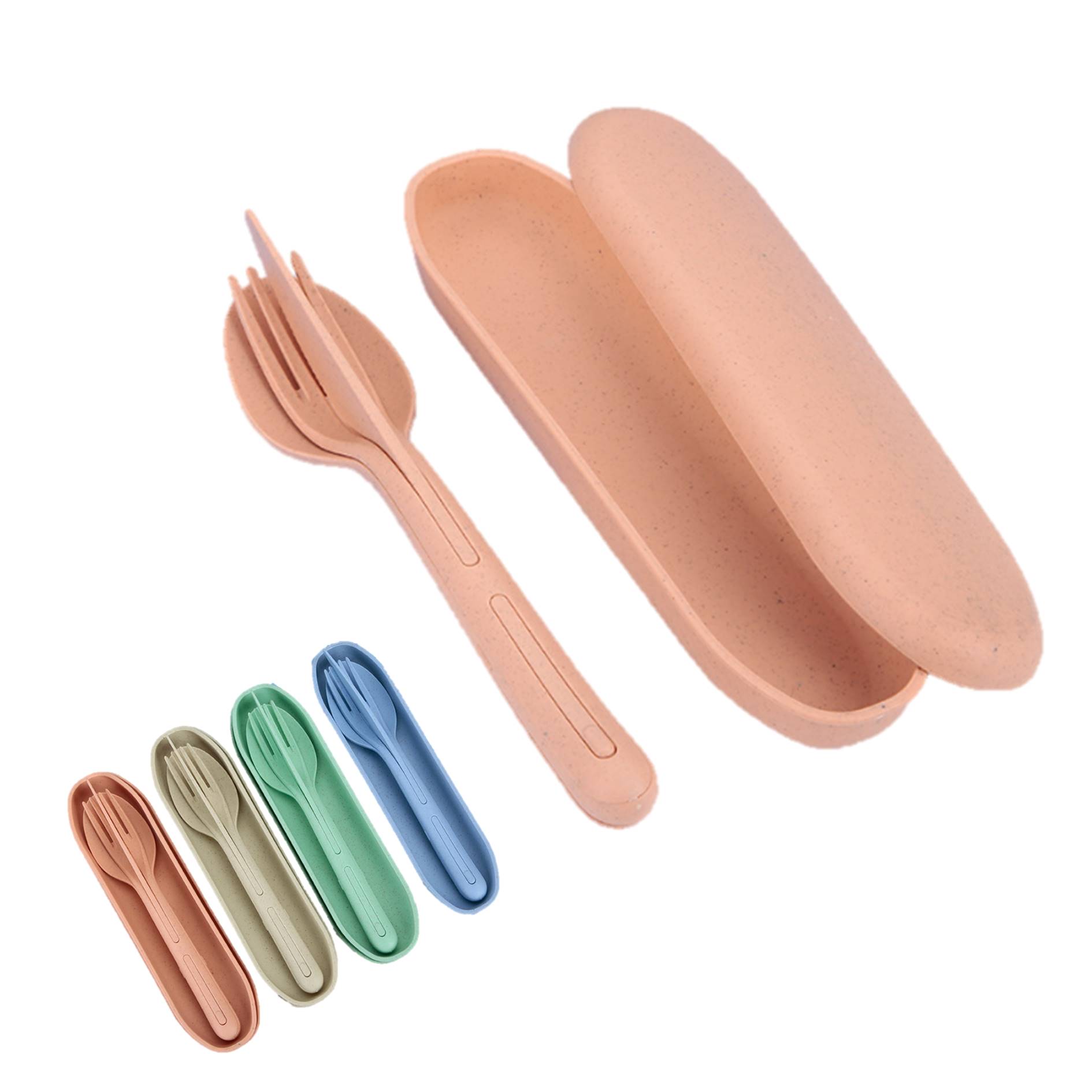 Portable Wheat Straw Utensil Set 4