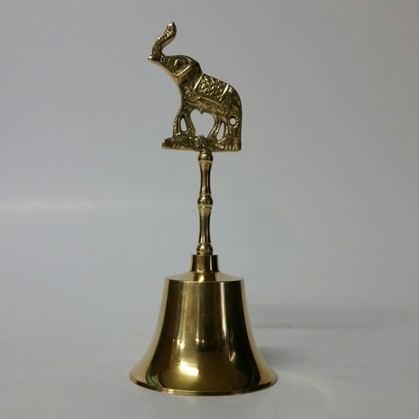 Solid Brass bell with brass elephant on top 2