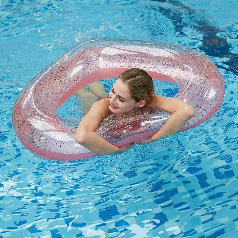 Heart Shaped Inflatable Pool Float With Glitter 2