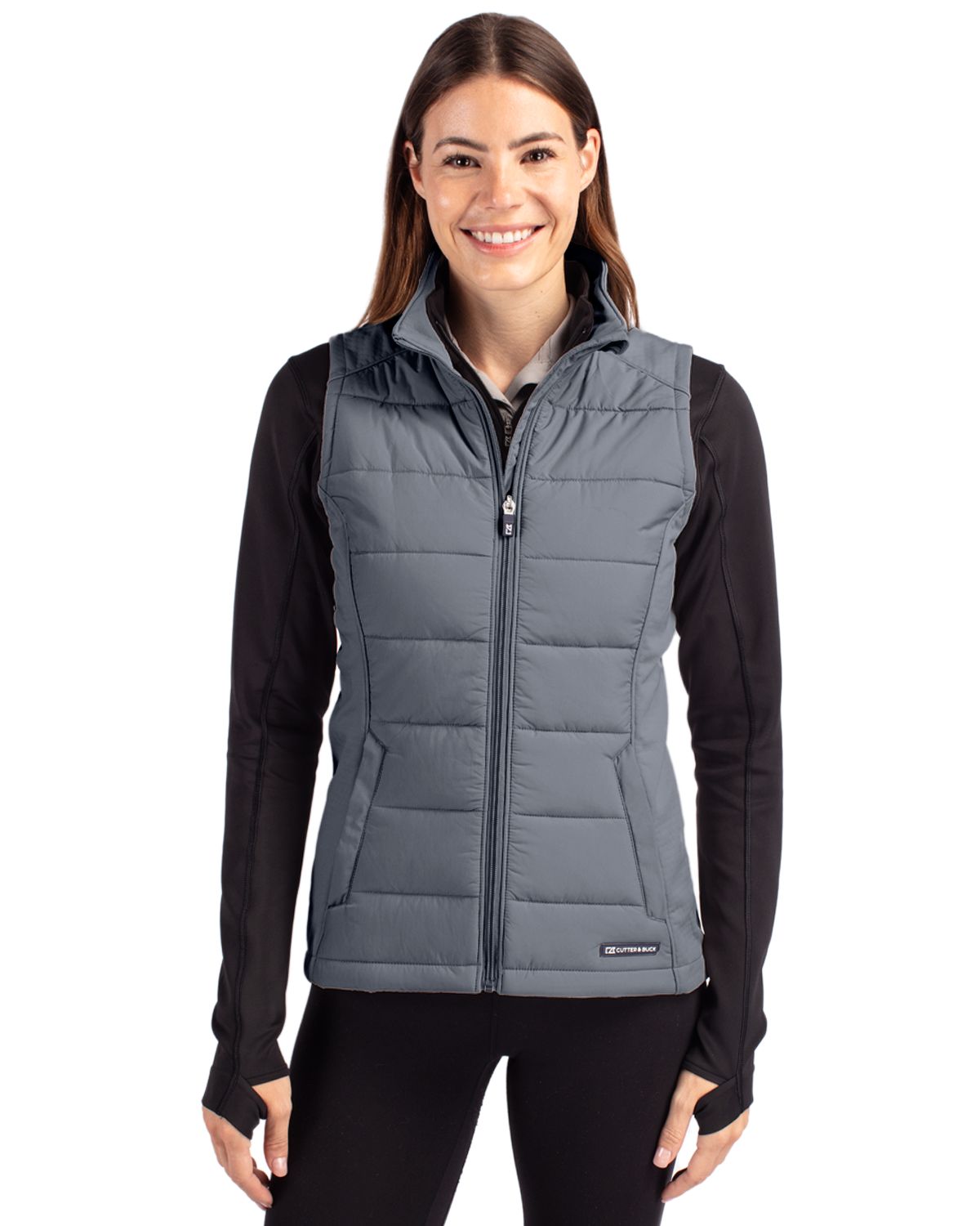 Cutter & Buck Evoke Recycled Honeycomb Fleece Womens Hybrid Full Zip Vest 26