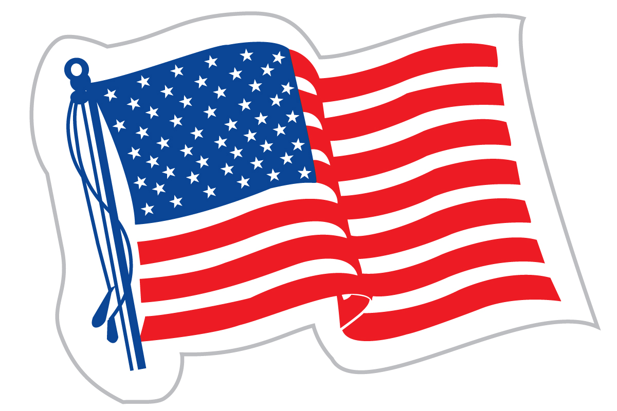 Stock Patriotic U.S. Flag Decal (Kisscut) 1