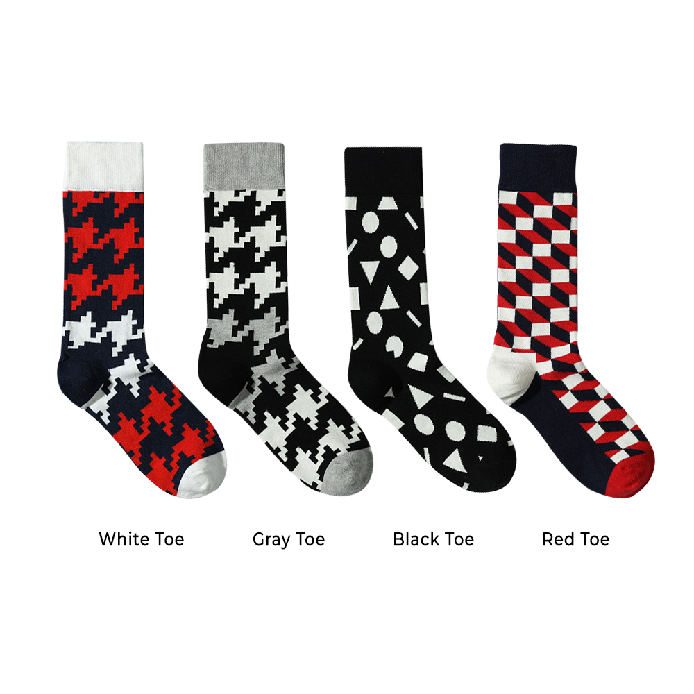 Casual Jacquard Mid Calf Crew Cotton Socks 3