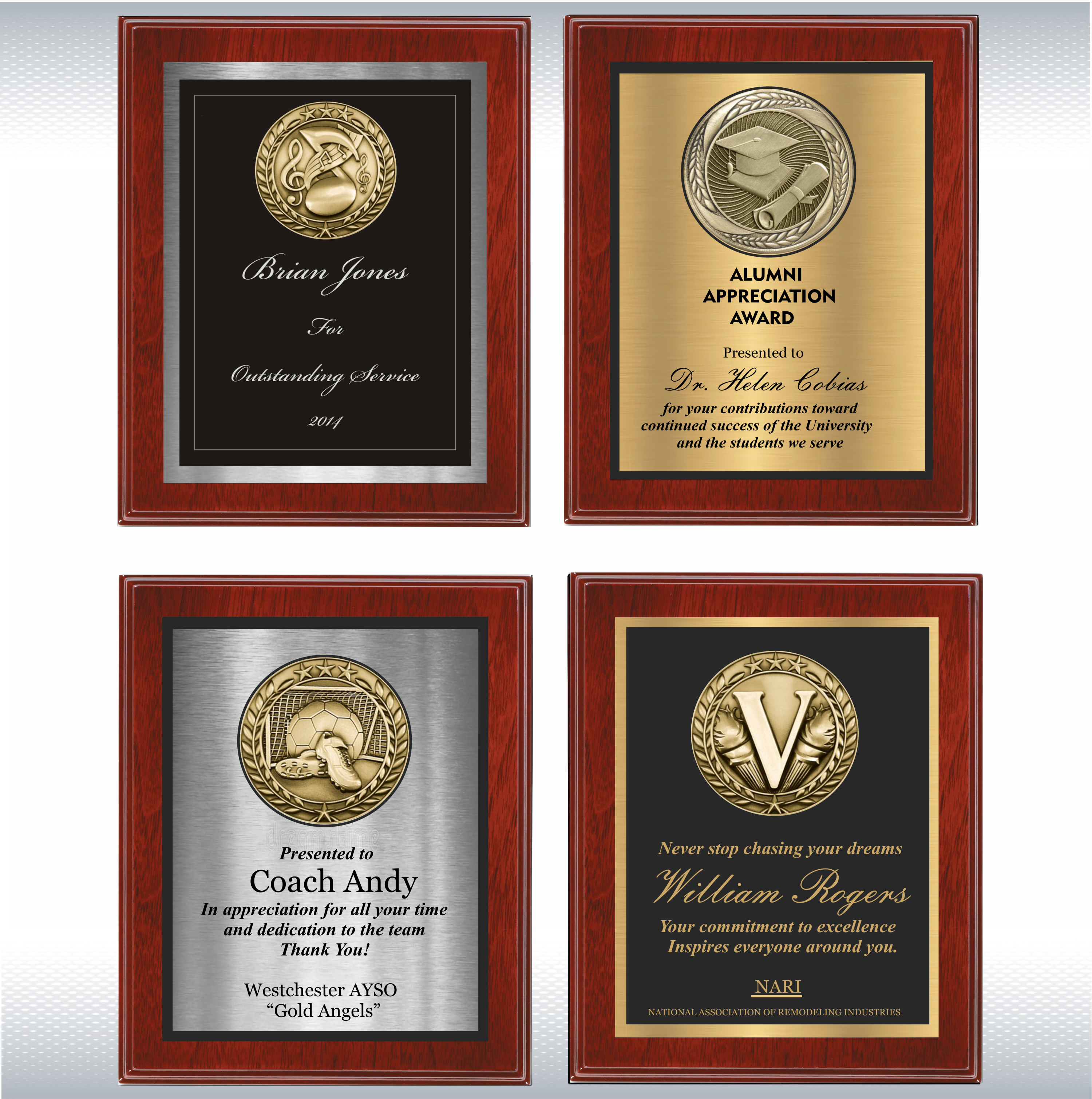 Mahogany Finish Plaque w/Medallion Over Double Plate 19