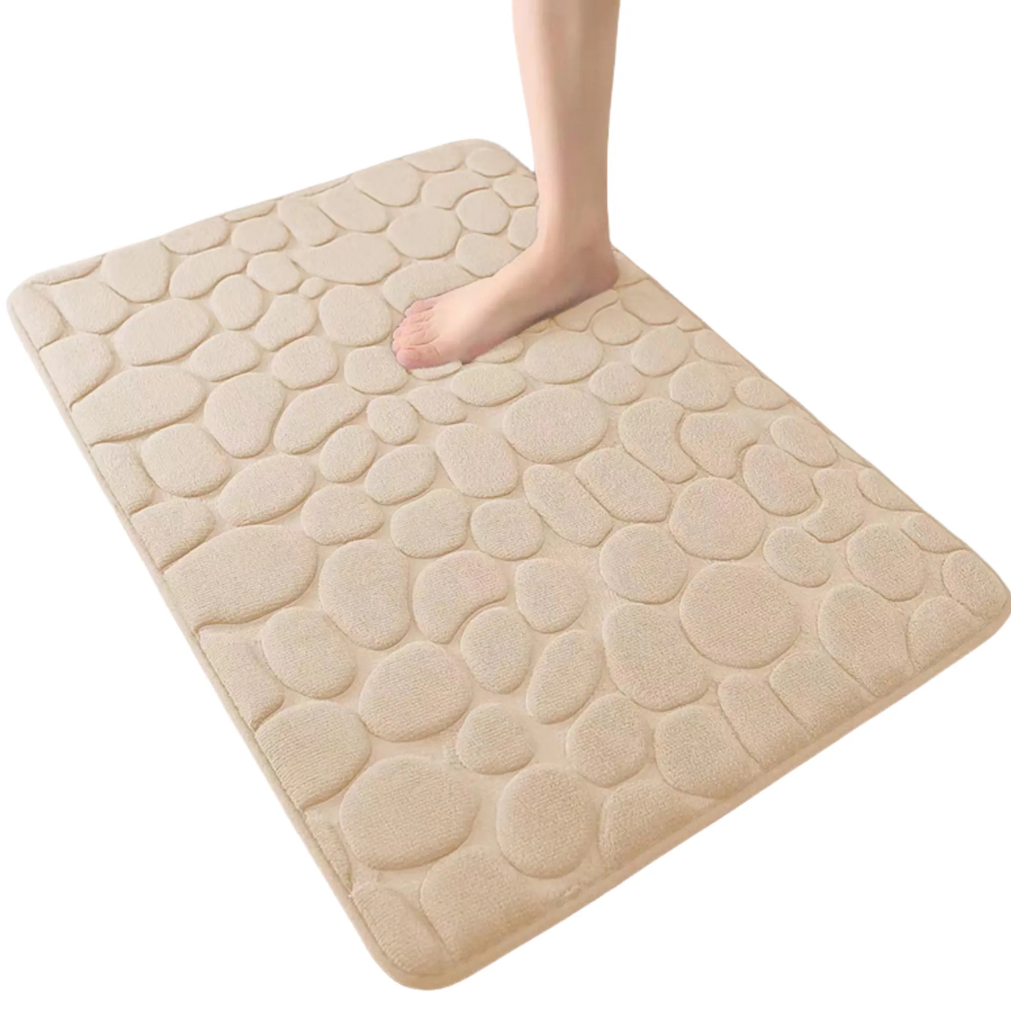 Classic Coral Fleece Rectangular Stone-patterned Floor Mat 4