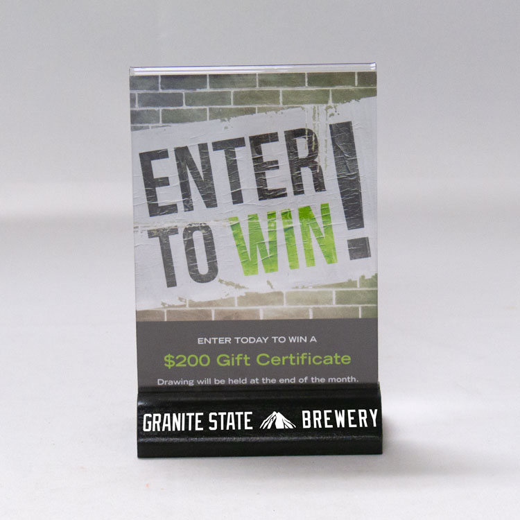 Acrylic Table Tent with Geometric Base 5w x 7h