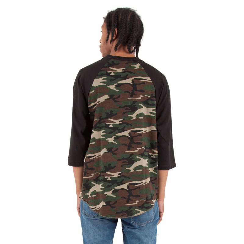 Shaka Wear Adult Three-Quarter Sleeve Camo Raglan T-Shirt 5