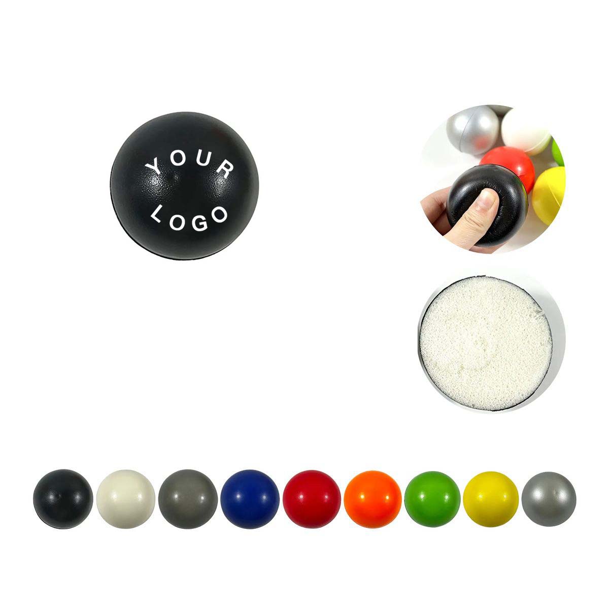 Round Stress Ball Portable PU Foam 2.37 Inch 8