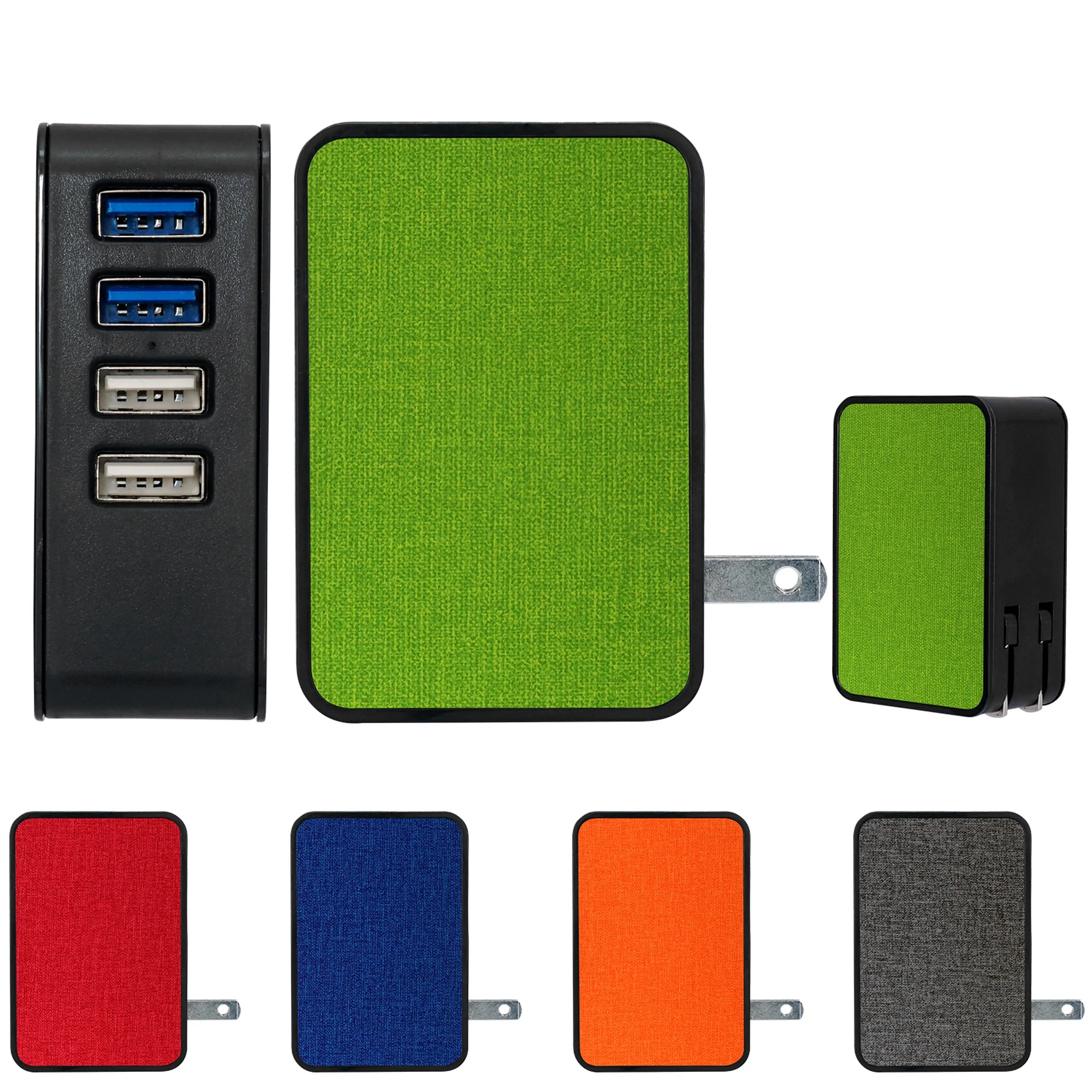 UL 4 PORT HEATHERED USB FOLDING WALL CHARGER 17