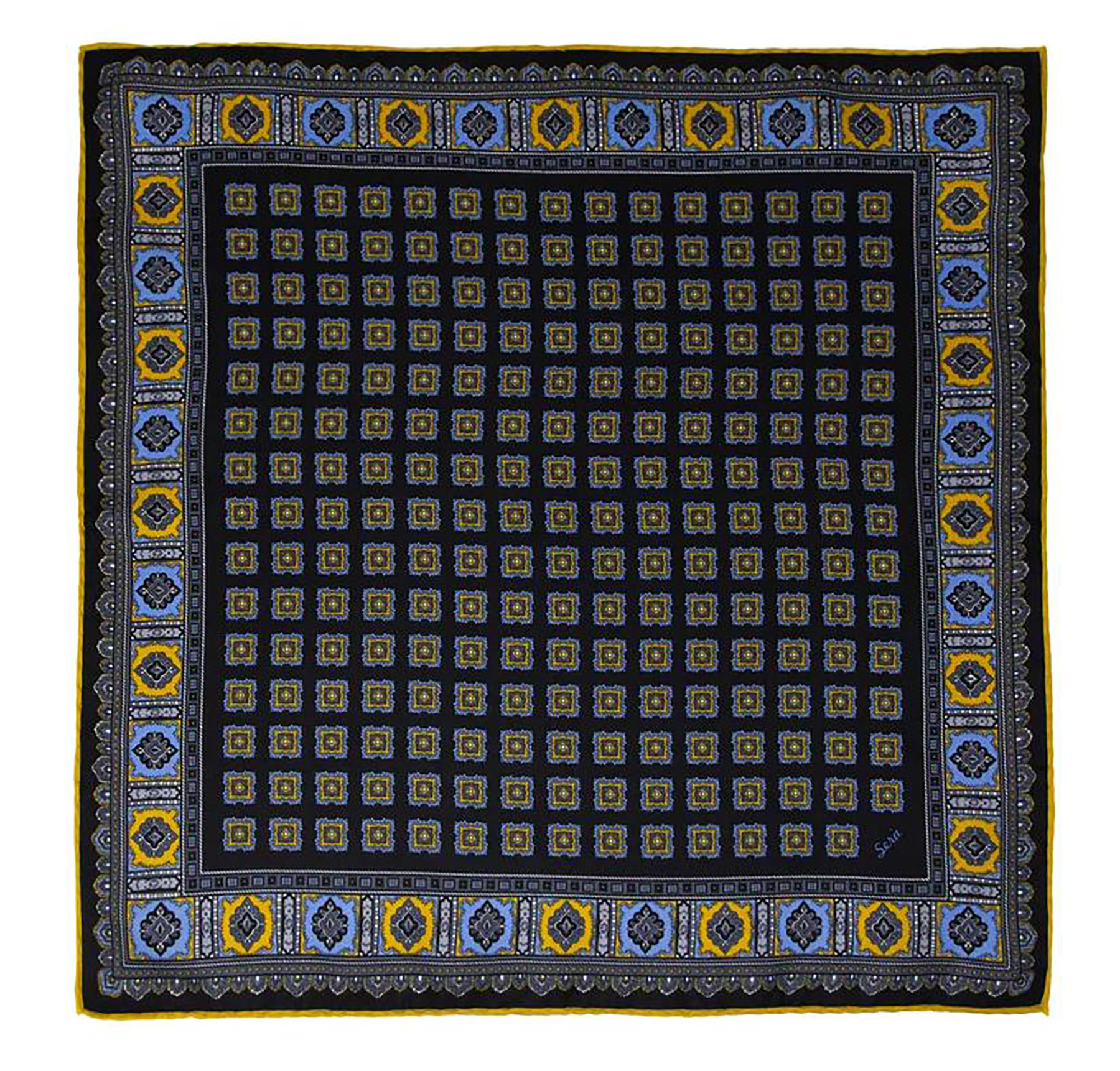 Double Printed Reversible Mulberry Square Silk Scarf 9