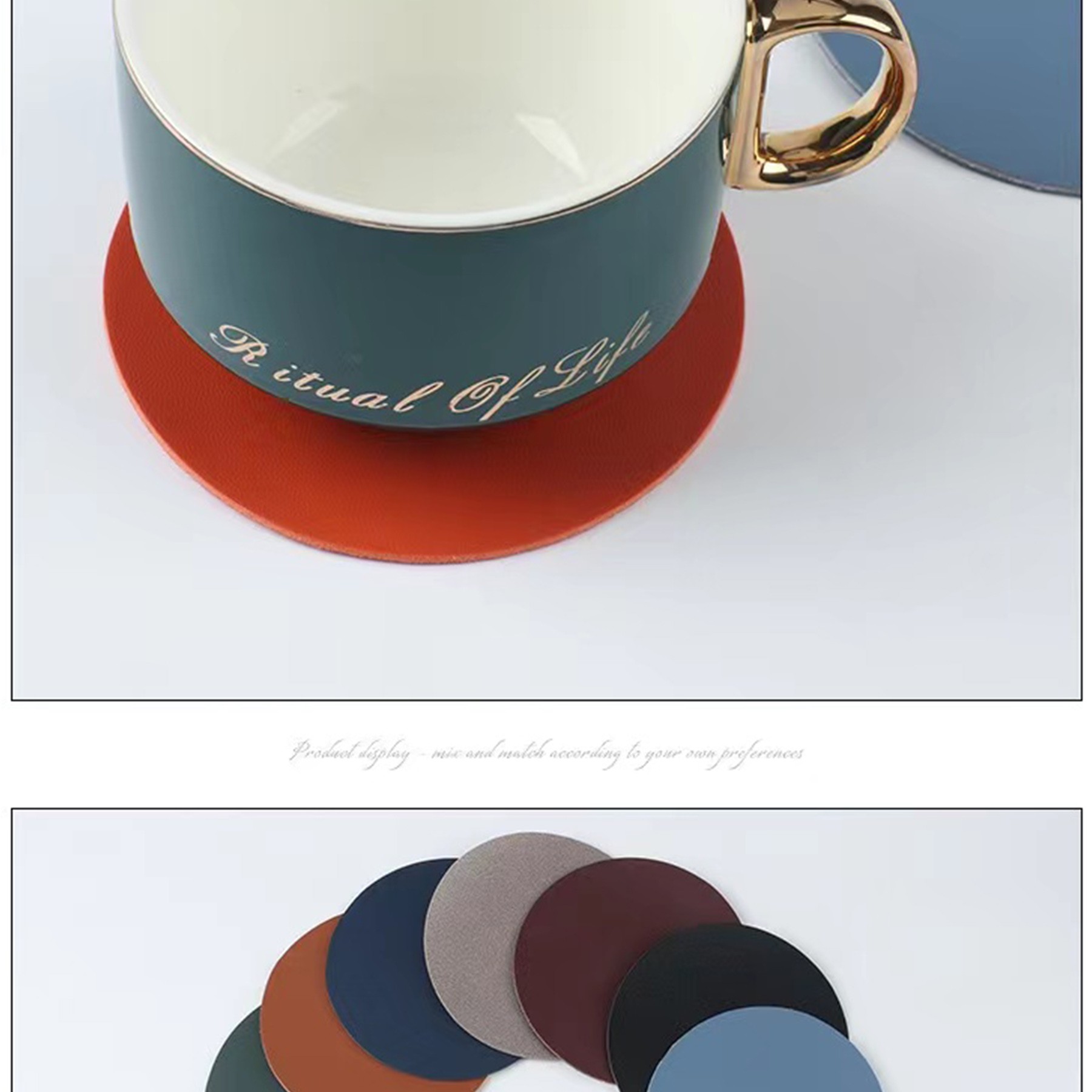 Faux Leather Round Place Mats And Coasters 2
