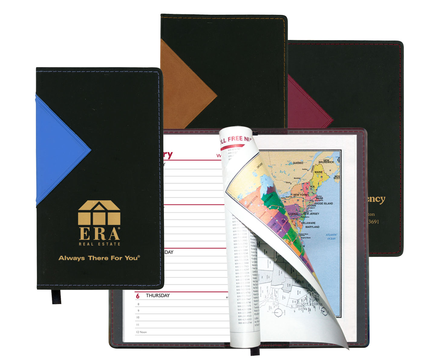 Keystone Series Soft Cover 2 Tone Vinyl Weekly Planner w/ Map / 1 Color 1