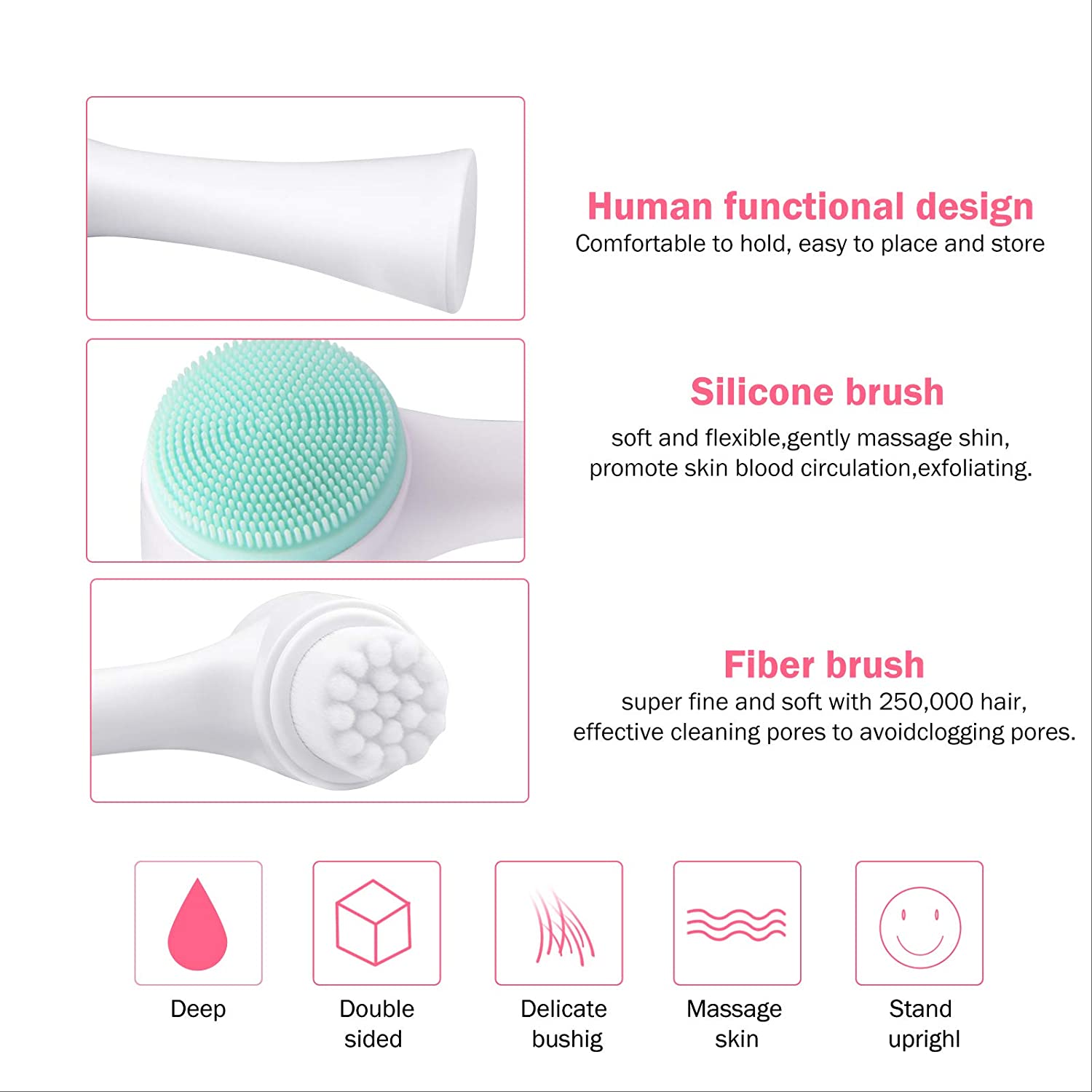 Pore Cleansing Manual Dual Face Wash Brush 10