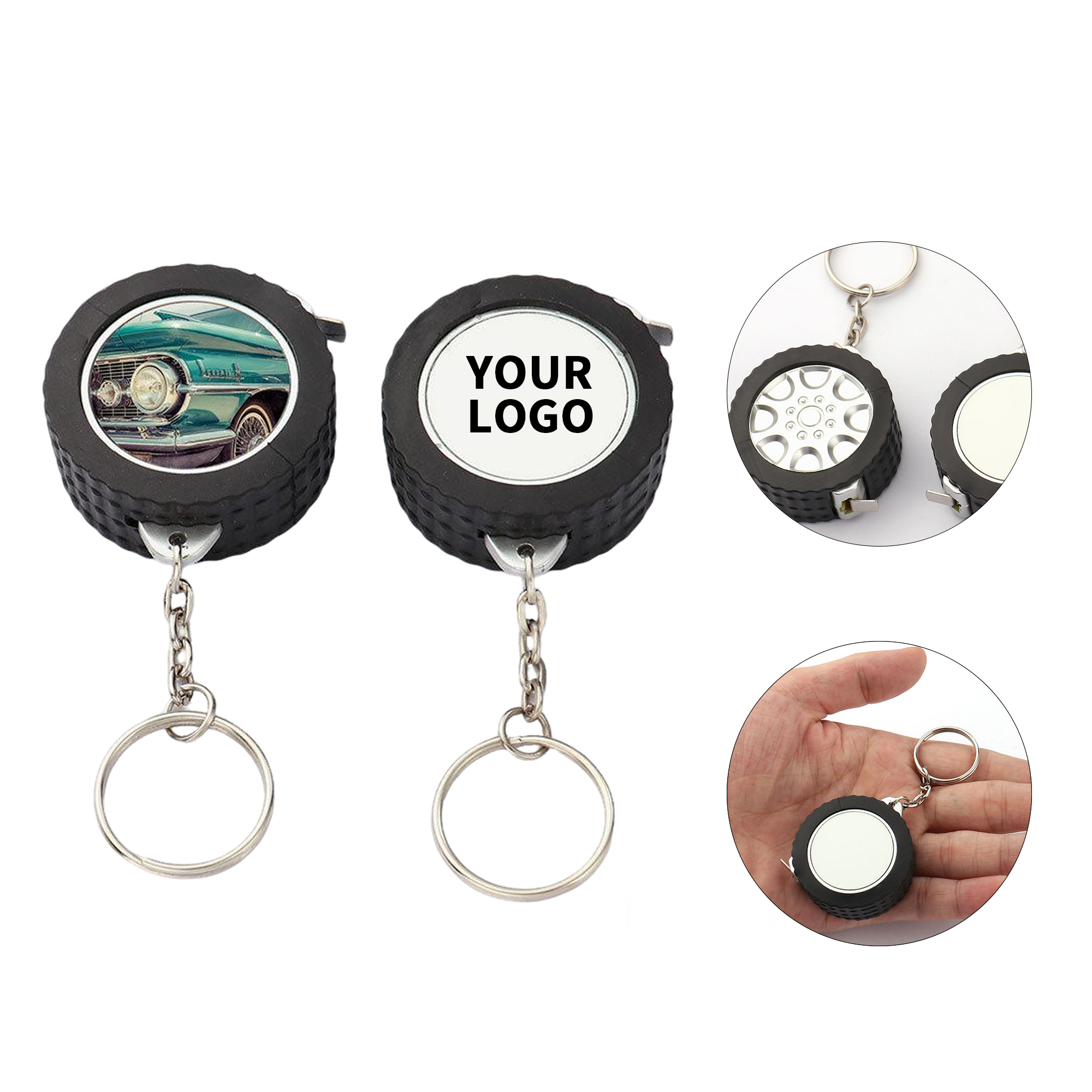 Tire Shape Retractable Measuring Tape Keychain 1