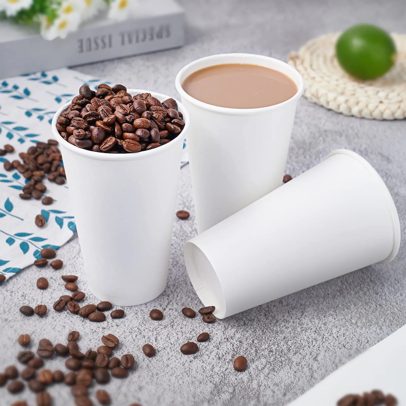 Disposable White Paper Cups for Events Catering Beverages 7