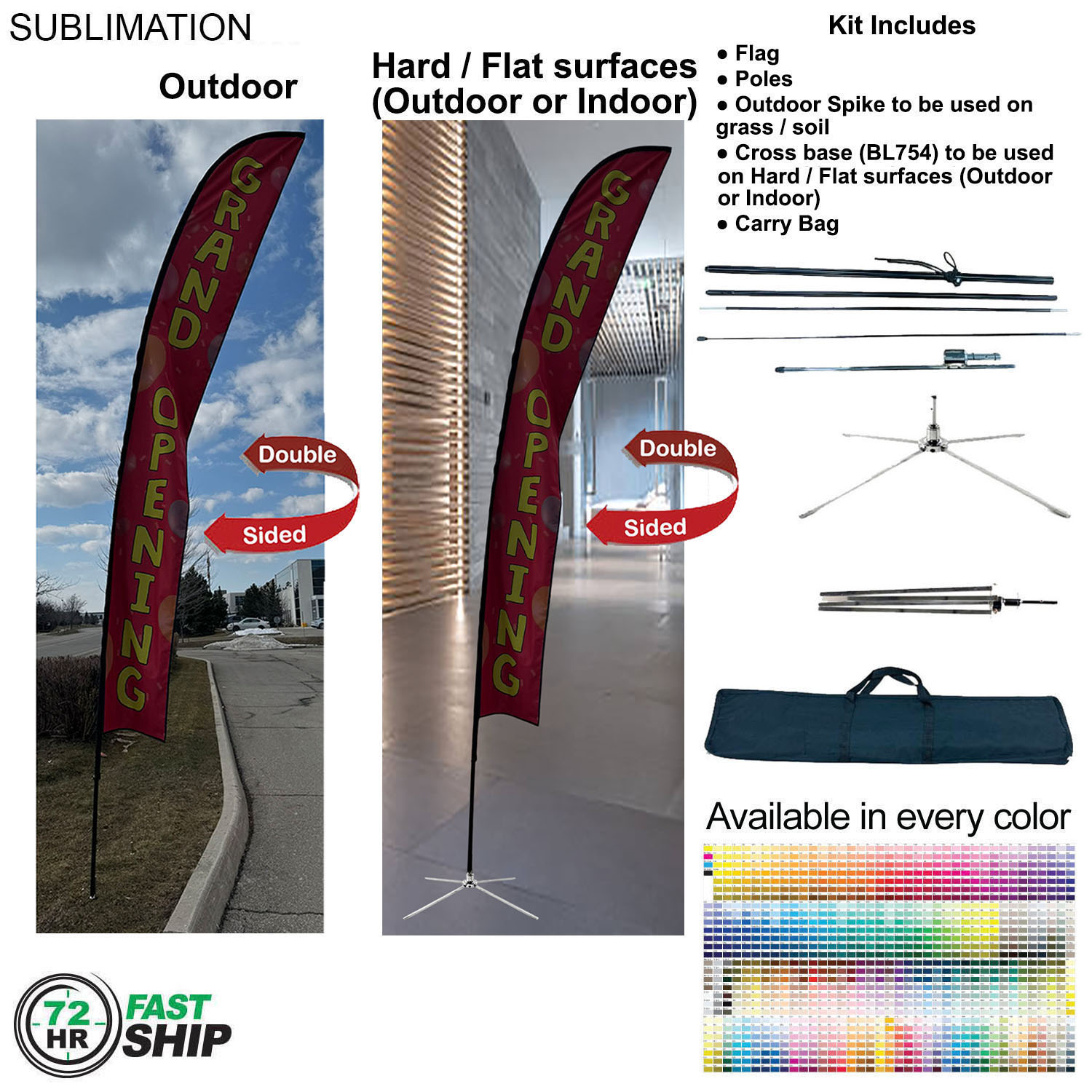 72Hr Fast Ship - 19' XL Feather Flag Kit, Full Color Graphics Double Sided, Outdoor & Indoor Use 5