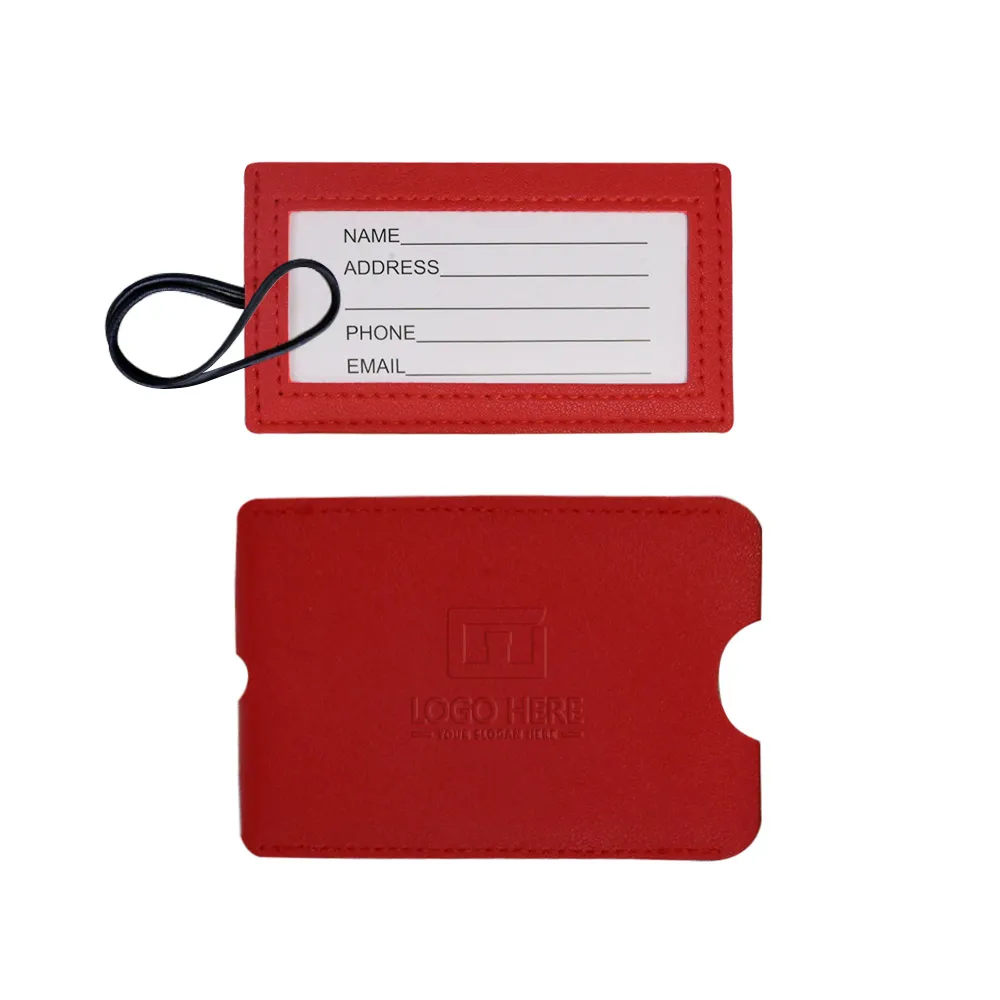 Vegan Leather Luggage Tag with Loop Strap 18