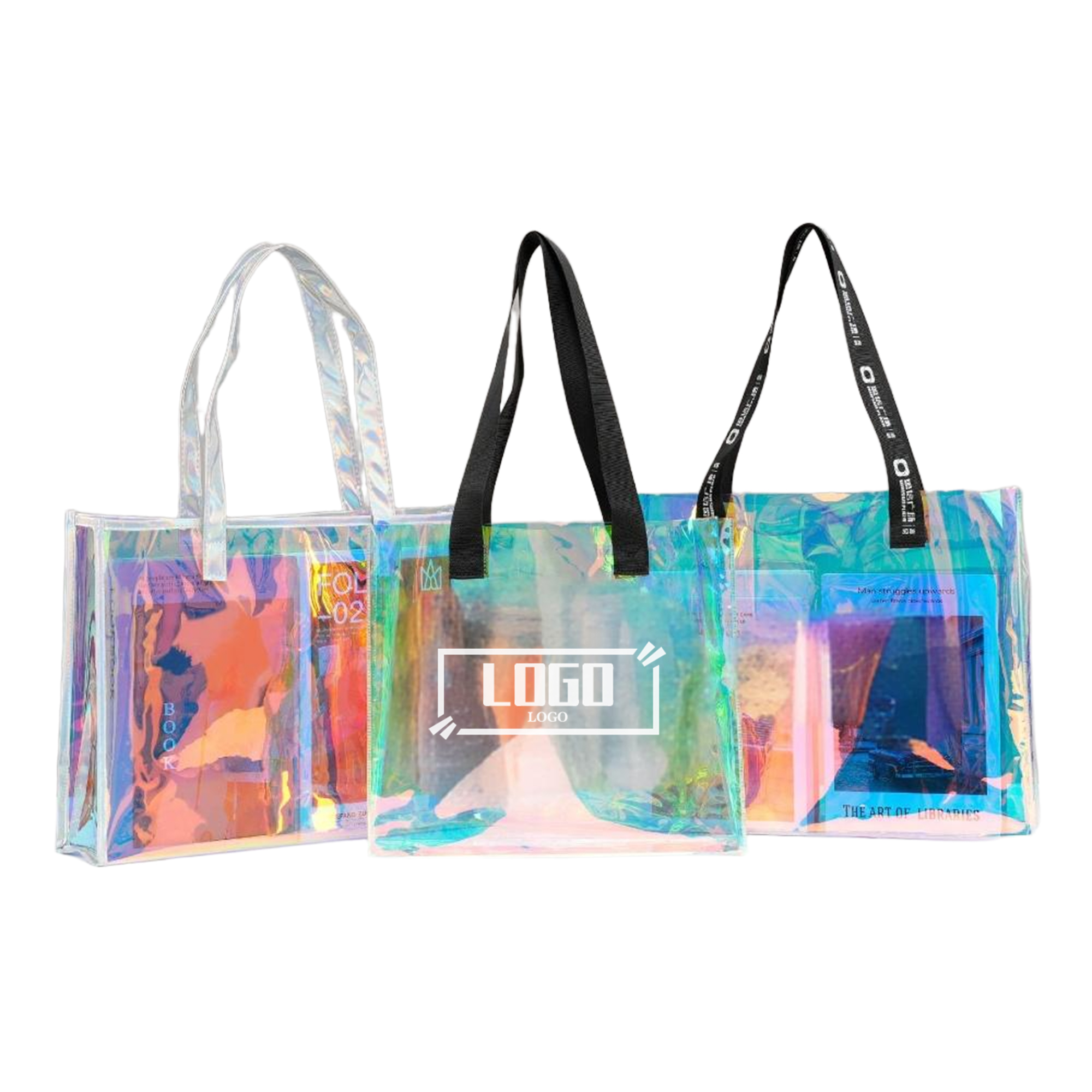 Holographic PVC Tote Bag With Custom Logo Option 2