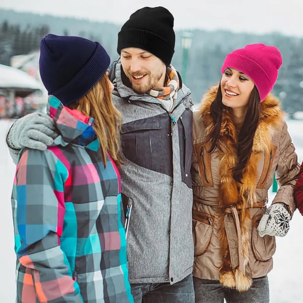 Unisex Lined Knit Beanie Hat Slouchy Warm Winter Cap 3