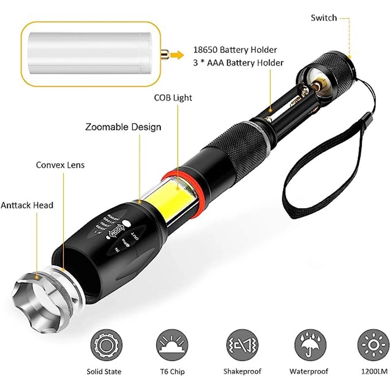 LED Tactical COB Flashlight 8