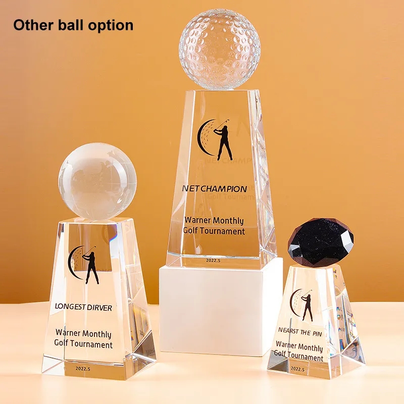 Clear Crystal Golf Trophy 7