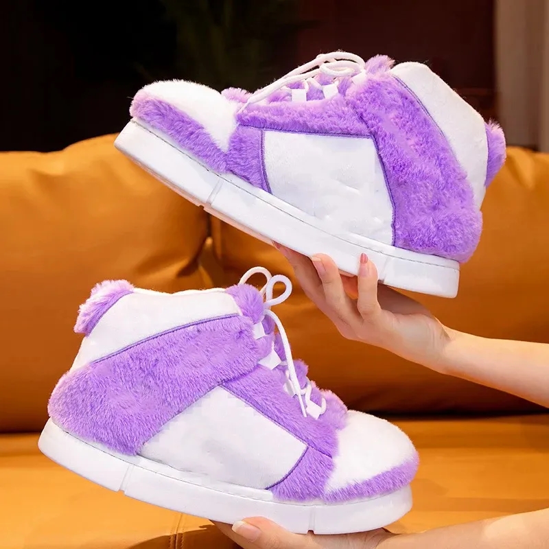 Custom Plush Anti-Slip Indoor Outdoor Sneaker Slippers 8