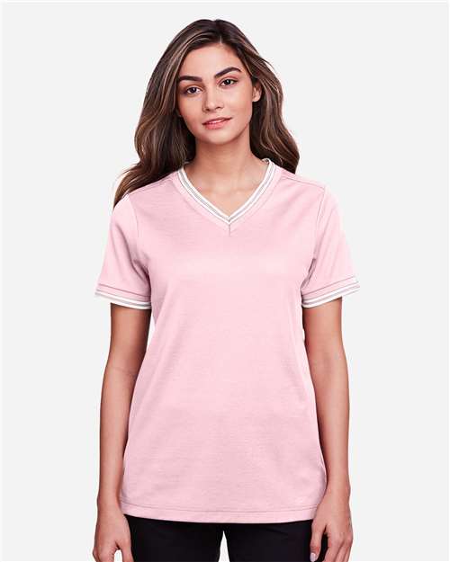 Women's CrownLux Performance® Plaited Tipped V-Neck Shirt - DG20CW 20