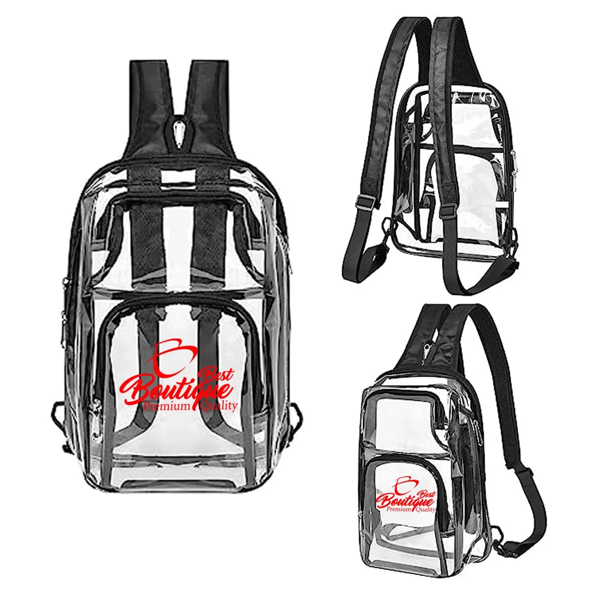 Clear PVC Outdoor Backpack & Sling Bag With Adjustable Strap 7